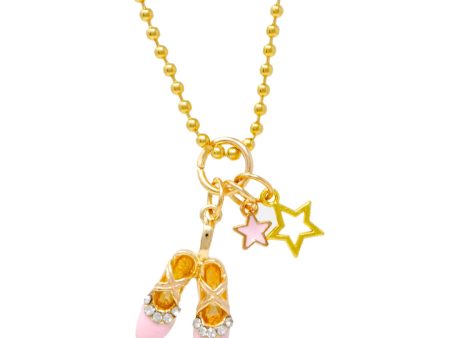 Zomi Gems - Ballet Slippers & Stars Gold Charm Necklace Sale