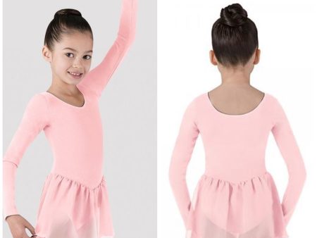 Bloch - Girls Long Sleeve Skirted Leotard - Child (CL5309) - Light Pink Sale