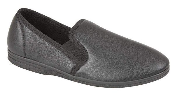 Zedzzz Ivor Men s Grained Leather Look Slippers Online now