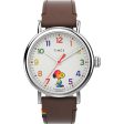 Timex Standard 40mm Peanuts Love White Dial Silver-tone Case Brown Leather Strap TW2W53900VQ Cheap