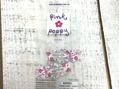 Pink Poppy - Bunny Hair Clip - (2346) - White Floral Online now