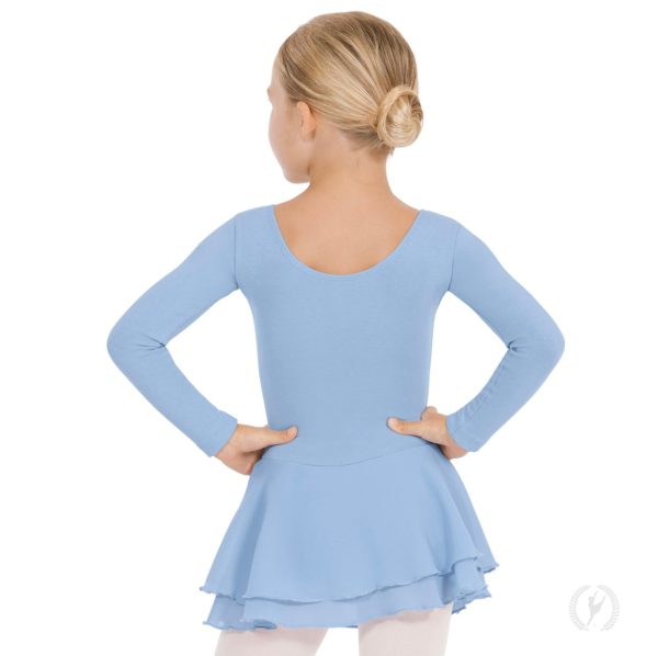 Eurotard Girls Long Sleeve Dance Dress with Cotton Lycra® - Child (10465) - Light Blue For Cheap