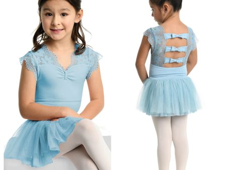 *Danz N Motion - Briella Cap Sleeve Lace Dress Leotard - Child(23204C) - Ice Blue Supply