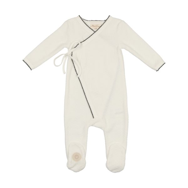 Mon Tresor Baby Scallop Wrap Layette Set Ivory & Black For Discount