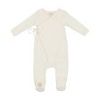 Mon Tresor Baby Scallop Wrap Footie Ivory & Pink on Sale