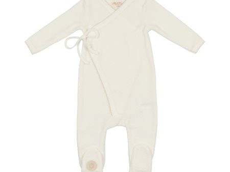 Mon Tresor Baby Scallop Wrap Footie Ivory & Pink on Sale