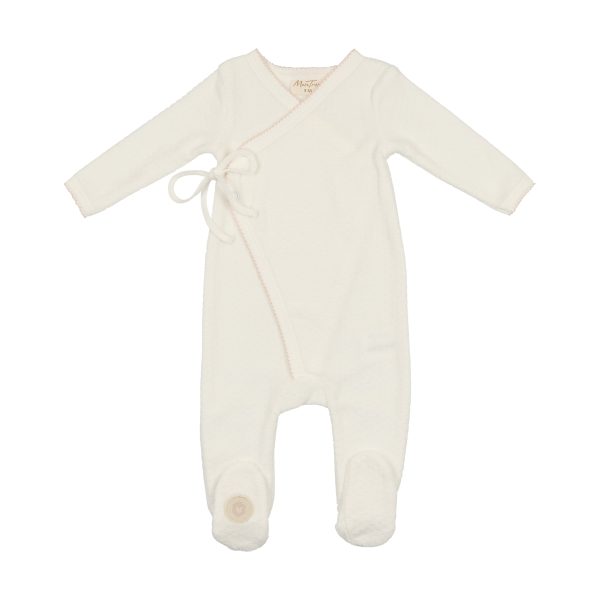 Mon Tresor Baby Scallop Wrap Footie Ivory & Pink on Sale