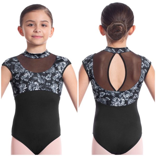 *Mirella - Mock Neck Cap Sleeve Leotard - Child (M1543C) - Black Supply