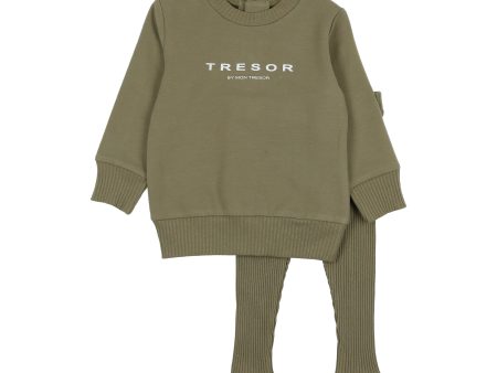 Mon Tresor Baby Tresor Cosy Cotton Ensemble Sage Online now