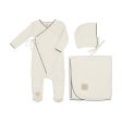 Mon Tresor Baby Scallop Wrap Layette Set Ivory & Black For Discount