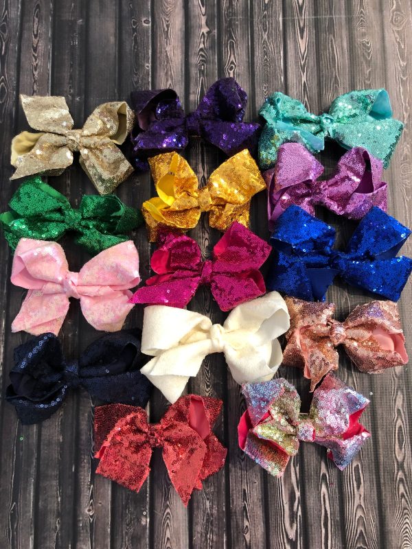 Hair Bows - Sequin - Various Colors (GSO) Hot on Sale