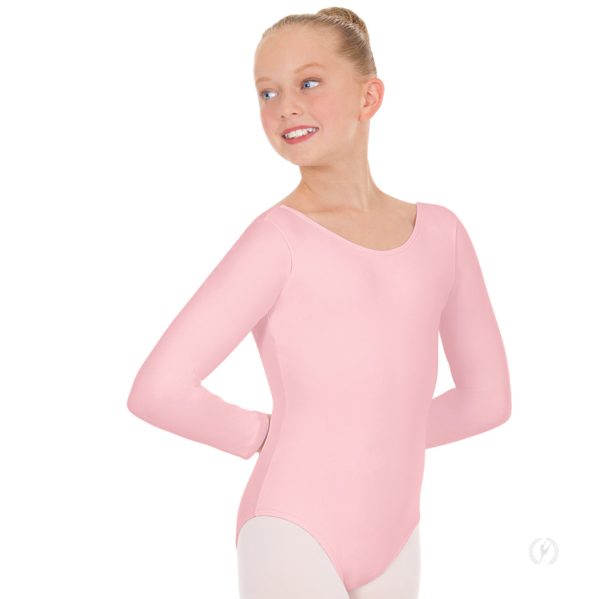 Eurotard Dancewear - Microfiber Long Sleeve Leotard - Child (44265C) - Pink Online now