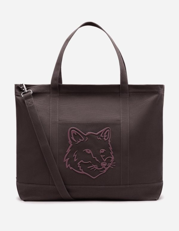 Maison Kitsune Bold Fox Head XL Tote Bag Pecan Brown LW05105WW0083 P299 Cheap