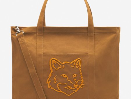 Maison Kitsune Bold Fox Head XL Tote Bag Golden Brown LW05105WW0083 P236 Fashion