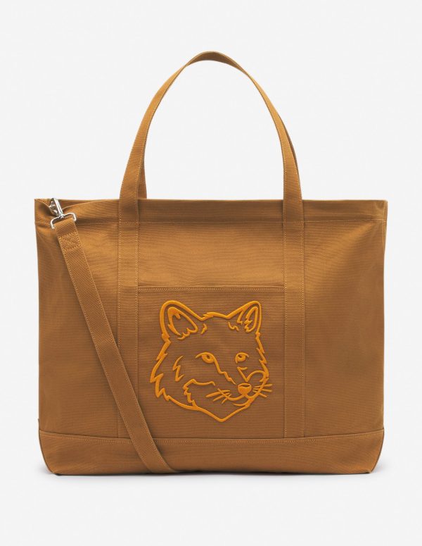 Maison Kitsune Bold Fox Head XL Tote Bag Golden Brown LW05105WW0083 P236 Fashion