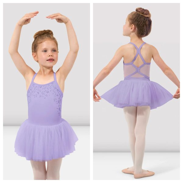 *Bloch - Flower Vine Mesh Back Camisole Tutu Leotard - Child (CL4687) - Lilac For Sale