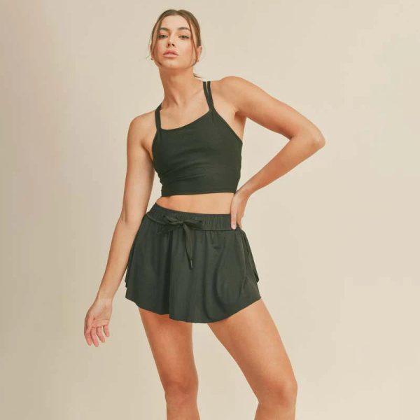 Kimberly C - Ribbed Cami Cropped Tank With Strappy Back - Adult (TP7027) - Black - Final Sale Online