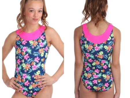 *Snowflake Designs - Aloha Girls Gymnastics Leotard- Child (ALOHBLU) - Floral Discount