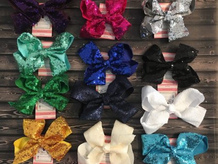 Hair Bows - Sequin - Various Colors (GSO) Hot on Sale