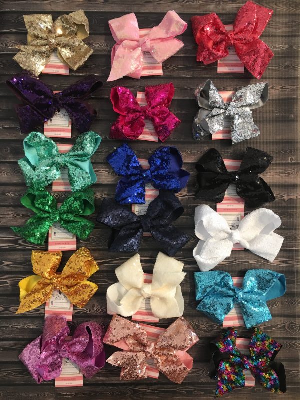 Hair Bows - Sequin - Various Colors (GSO) Hot on Sale