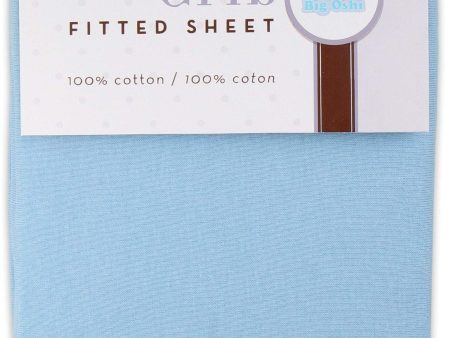 Big Oshi Fitted Knit Cotton Crib Sheet Light Blue Discount