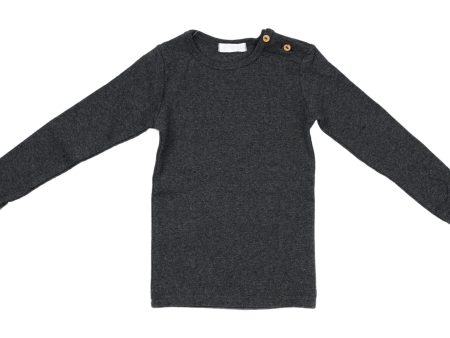 JayBee Ribbed T-shirt Long Sleeve - Dark Grey Heather Online Hot Sale