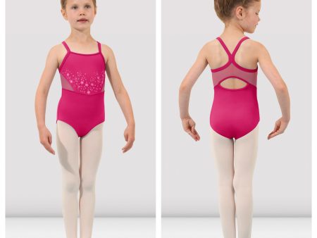 *Bloch - Flower Vine Mesh Back Camisole Leotard - Child (CL4697) - Hot Pink Cheap