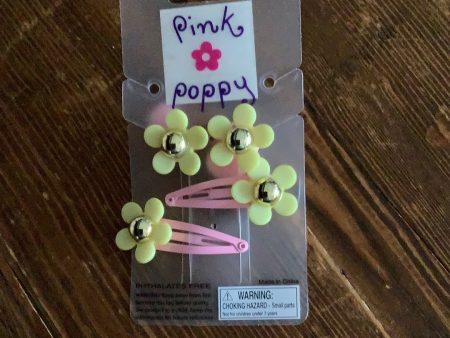 Pink Poppy - Flower Hair Ties and Barrettes - (HDG100) - Yellow pink Fashion