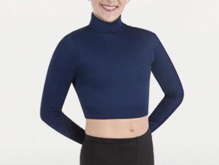 Body Wrappers - Long Sleeve Midriff Turtleneck - Child Adult (MT206) - Navy Online Hot Sale