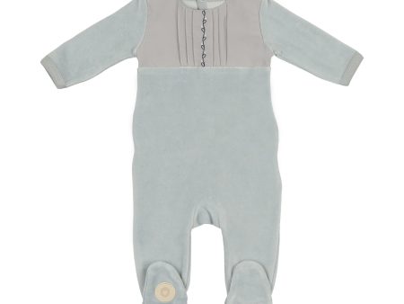 Mon Tresor Baby Poplin Pleats Footie Blue Dawn For Discount