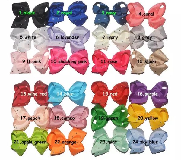 Hair Bows - Rhinestone - Various Colors (GSO) Online Hot Sale