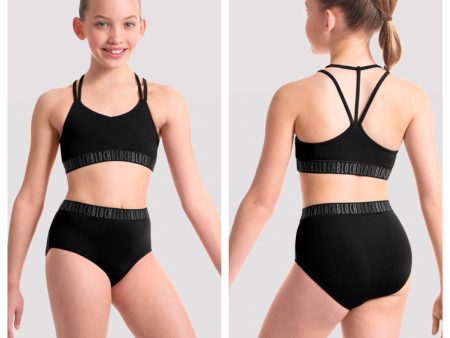 Bloch - Girls Alexia Logo Elastic Crop Top - Child (FT5088C) - Black Online Hot Sale