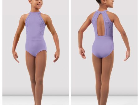 *Bloch - Flower Vine Open Back Halter Leotard - Child (CL4345) - Lilac Online Sale