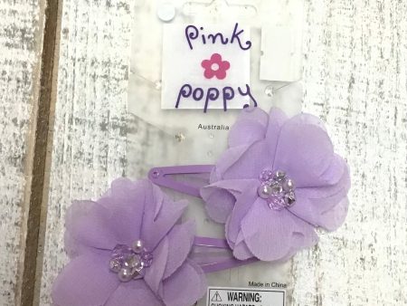 Pink Poppy - Flower Hair Clip - (HCT-523) - Purple on Sale