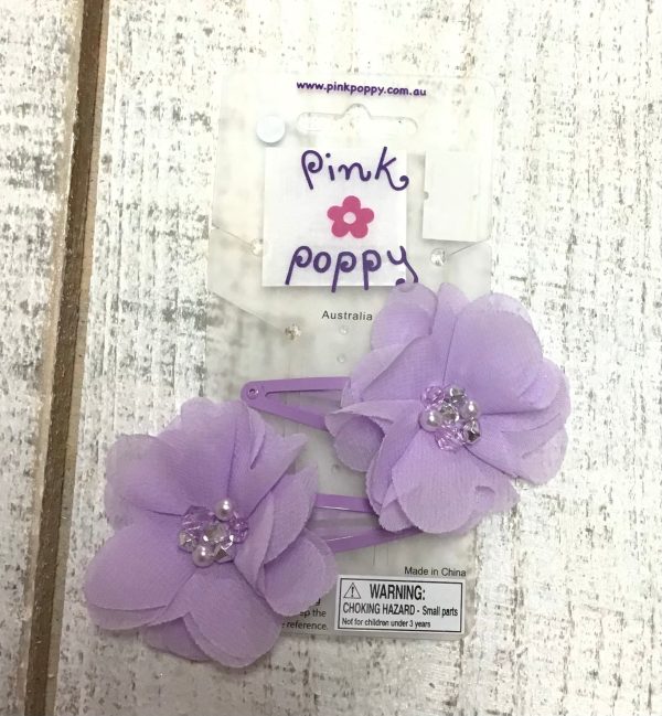 Pink Poppy - Flower Hair Clip - (HCT-523) - Purple on Sale