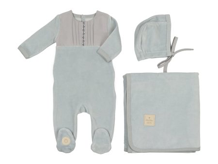 Mon Tresor Baby Poplin Pleats Layette Set Blue Dawn Online Sale