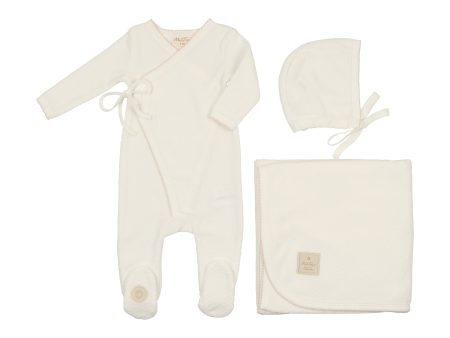 Mon Tresor Baby Scallop Wrap Layette Set Ivory & Pink Supply