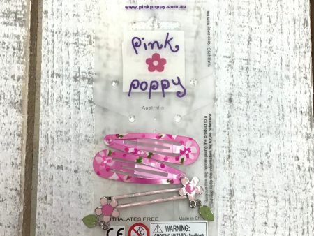 Pink Poppy - Hair Clips and Flower Charm Bobbi Pins - (2348) Hot Pink Supply