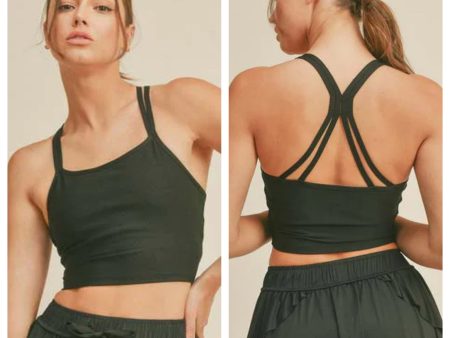 Kimberly C - Ribbed Cami Cropped Tank With Strappy Back - Adult (TP7027) - Black - Final Sale Online