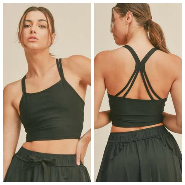 Kimberly C - Ribbed Cami Cropped Tank With Strappy Back - Adult (TP7027) - Black - Final Sale Online