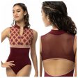 Suffolk - Lola Zip Front Mock Neck Leotard - Adult (2559A) - Burgundy (GSO) For Sale