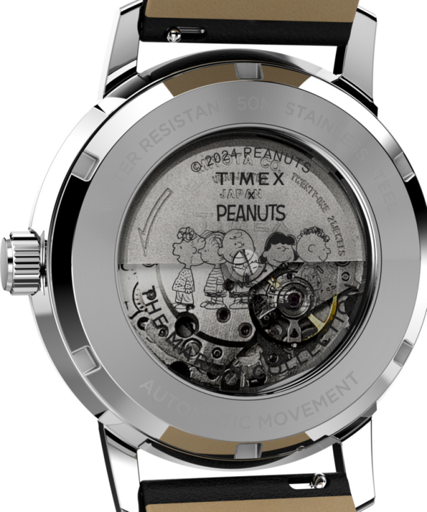 Timex Marlin® Automatic x Peanuts Sketch 40mm Leather Strap Watch Black Stainless Steel TW2W540000Q Cheap