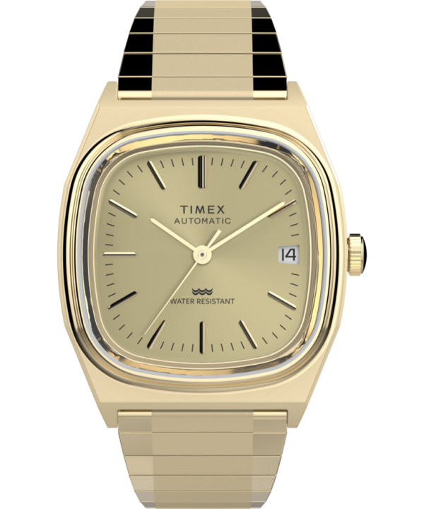 Timex Automatic 1983 E-Line 34mm Gold Tone Expansion Band Watch Stainless Steel Gold-Tone TW2Y07200VQ Hot on Sale