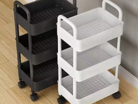 Trolley Organizer Auxiliary Cart With Wheels Kitchen Furniture Cabinet Storage Rack Mobile Plastic Bookshelf Vegetable Basket Discount